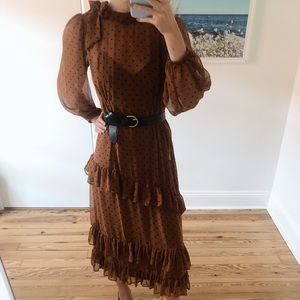 Zara Sheer Polka Dot Dress with Ruffles